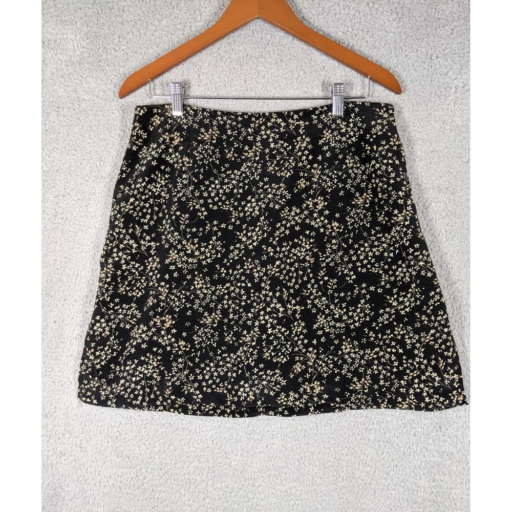 VTG Jessica A Line Skort Womens M Black Ditsy Floral Back Zip Whimsigoth 90s Y2K